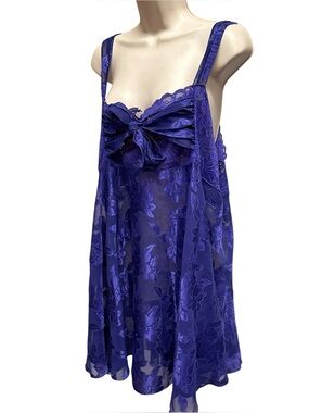 Solange satin women’s lace lingerie nightgown purple floral plus size 22/24